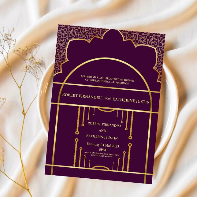 Invitation Mandala Mariage indien traditionnel violet (Créateur téléchargé)