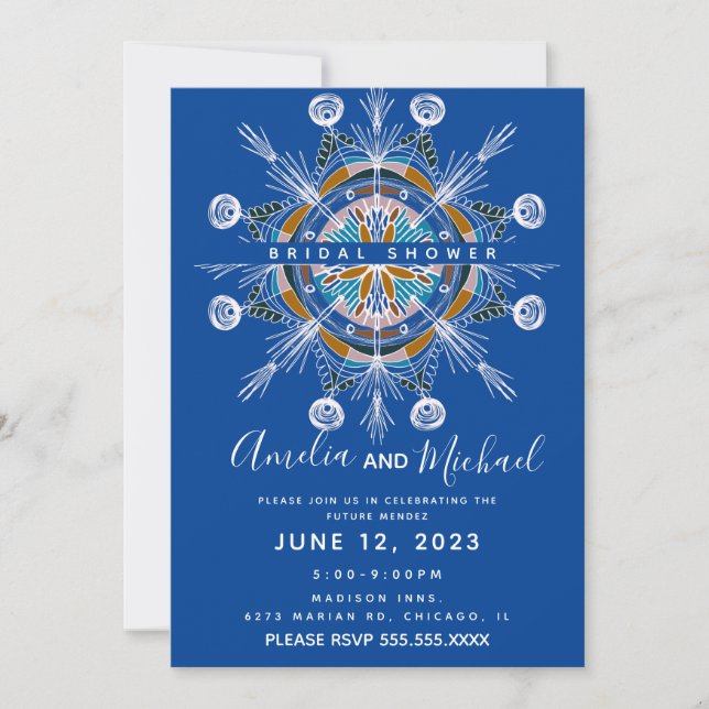 Invitation Mandala Moderne Dessiné à la Main Art Boho Enterre (Devant)