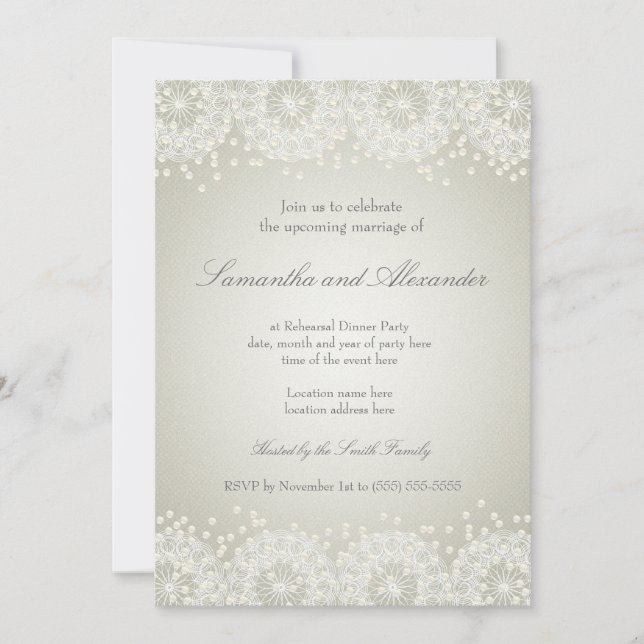 Invitation Mandala & Pearls | Répétition du diner de mariage (Devant)