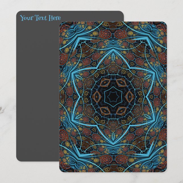 Invitation Mandala Rosette Boho Bohemian Style Dandy Motif (Devant / Derrière)