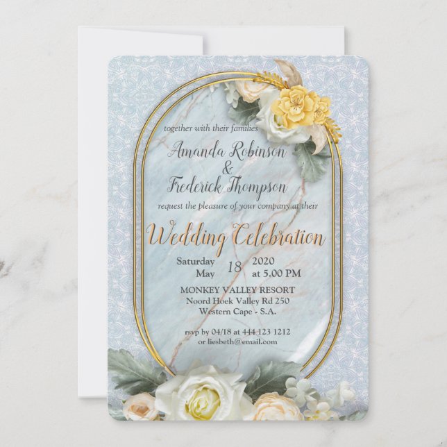 Invitation Mandalas bleu clair, rose et blanc (Devant)