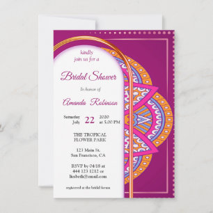 Invitation Mandalas en Cerise rose, bleu et orange