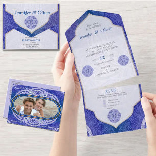 Invitation Mandalas en Mix Blue & Navy arrière - plan