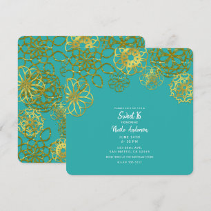 Invitation Mandalas Floraux Dorés Fête Douze Ans
