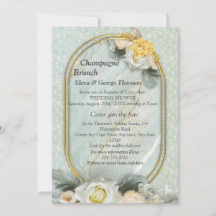 Invitation Mandalas vert clair, jaune et blanc
