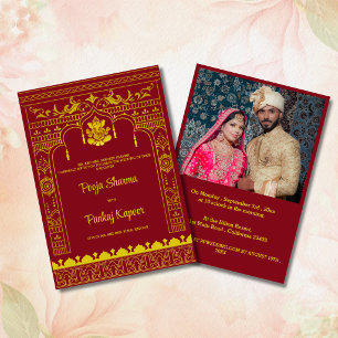 Invitation Mandap de mariage indien Ganesha écriture dorée Ph