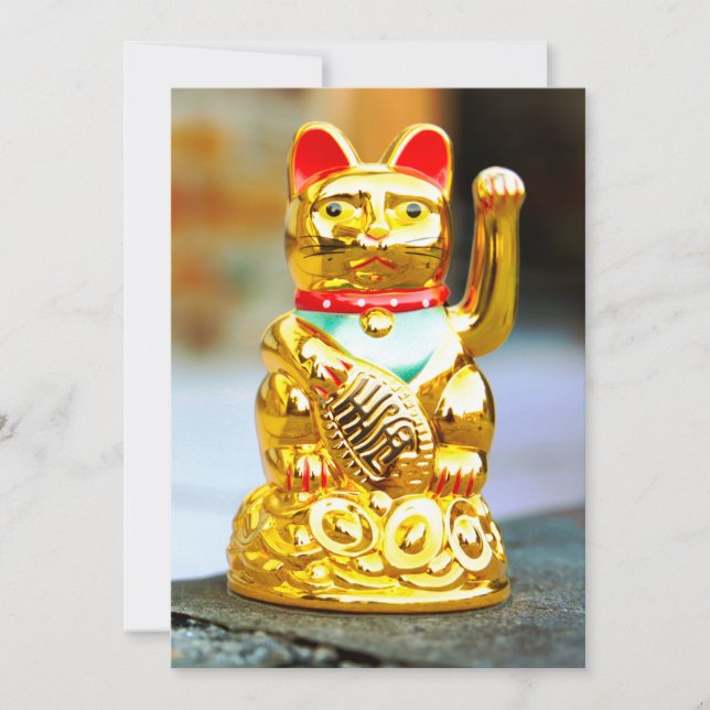 Invitation Maneki Neko Lucy Waving Cat Design (Devant)