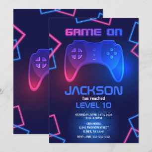Invitation Manette de jeu Adolescent Vidéo Jeu Anniversaire d