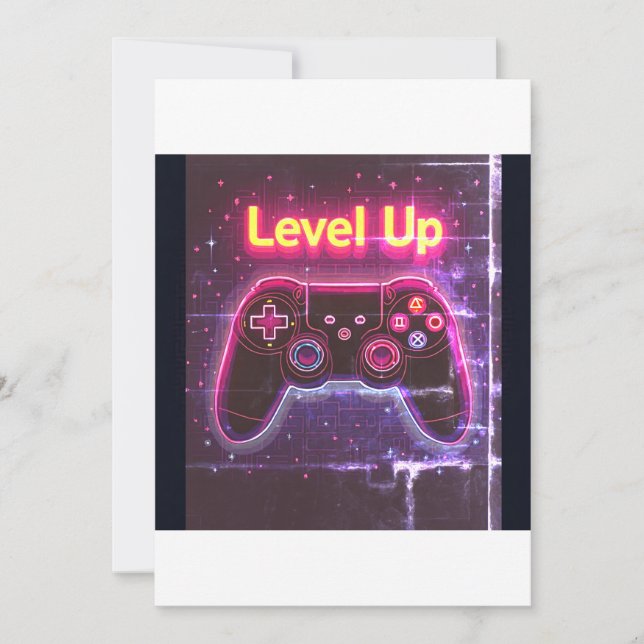 Invitation Manette de jeu néon Level Up – Rétro Pixel Art T (Devant)
