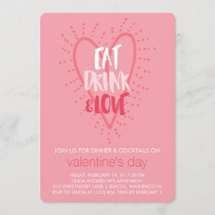 Invitation Mange Boire Amour Saint Valentin