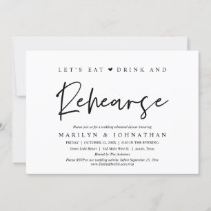 Invitation Mangeons, buvons et répétitions, Dîner Mariage
