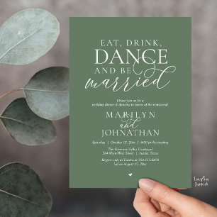 Invitation Manger, Boire, Danser, Être Marié, Mariage en Elop