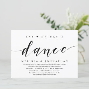 Invitation Manger, Boire et Danser, Mariage Intime