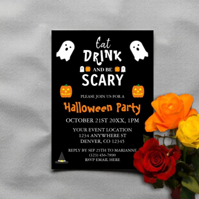 Invitation Manger, boire et être effrayant Halloween (Créateur téléchargé)