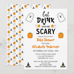 Invitation Manger, boire et être effrayant Halloween Baby Sho