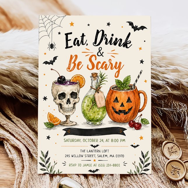 Invitation Manger, boire et être effrayant Soirée Halloween (Créateur téléchargé)