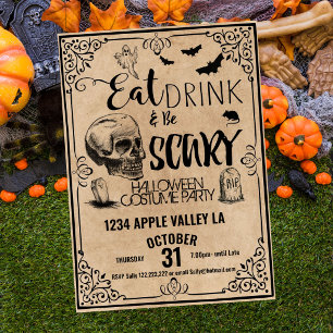 Invitation manger boire et être effrayant soirée Halloween