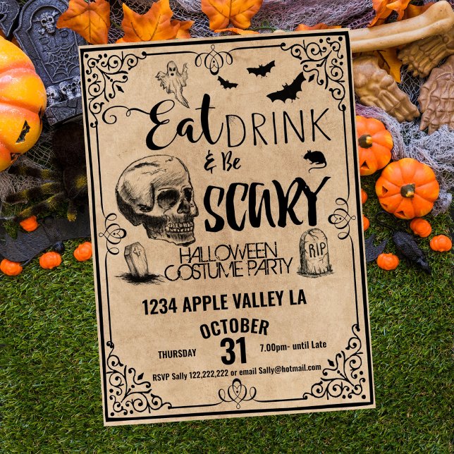 Invitation manger boire et être effrayant soirée Halloween (Créateur téléchargé)