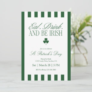 Invitation Manger, boire et être irlandais St Patrick's Day