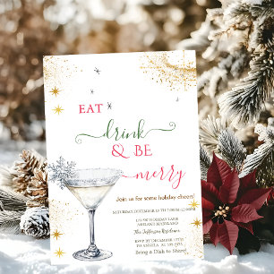 Invitation Manger, boire et être joyeux Cocktail Snowflake