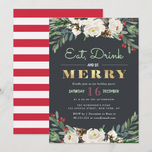 Invitation MANGER, BOIRE et être joyeux  fête de vacances