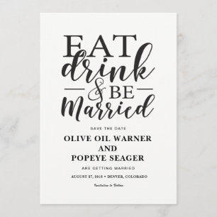 Invitation Manger Boire et Être Marié Épargne Date de Mariage