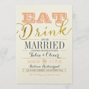 Invitation MANGER BOIRE ET ÊTRE MARIÉ Wedding shower Invitati
