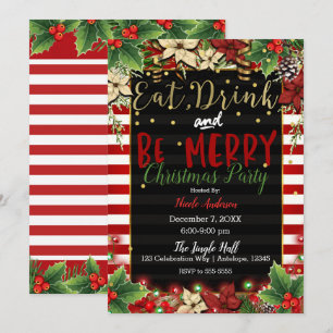Invitation Manger, boire et faire la fête à la soirée de Noël