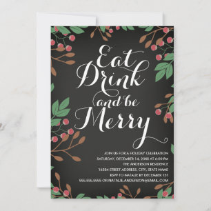 Invitation Manger, boire et faire la fête Fête de Noël aux ba