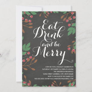 Invitation Manger, boire et faire la fête Fête de Noël aux ba