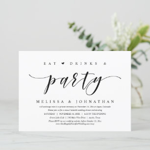 Invitation Manger, Boire et Fête, Elopement Mariage