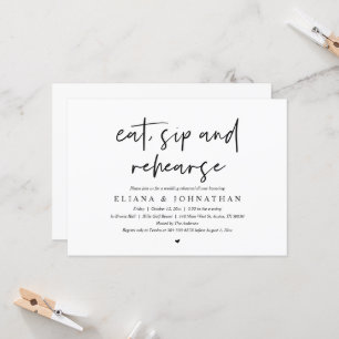 Invitation Manger, boire et répéter, dîner de répétition Mari