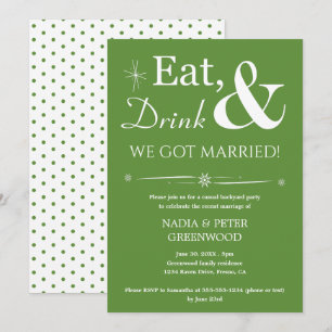 Invitation Manger Boire Nous sommes mariés Fuite Mariage Fête