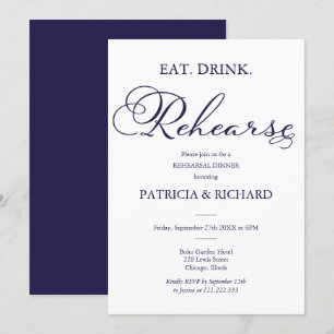 Invitation Manger Boire Répéter Répétition de dîner élégante 
