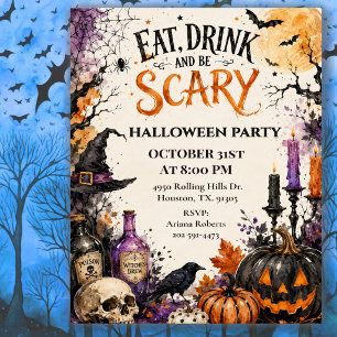Invitation Manger Boire Soyez Halloween Effrayant