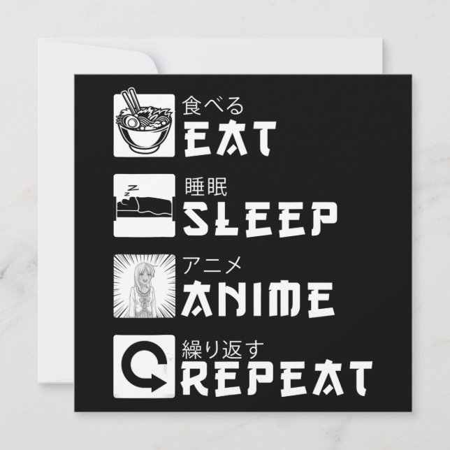 Invitation Manger Sleep Anime Répéter Japonais Manga Lover (Devant)