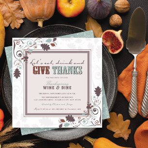 Invitation Mangez Boire & Donnez Merci Rustique Thanksgiving 