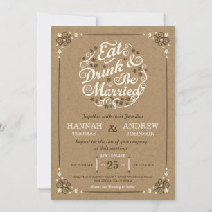 Invitation Mangez Boire et être marié Mariage Kraft Invitatio