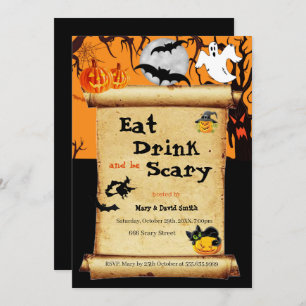 Invitation Mangez Boire Et Soyez Effrayant Halloween Party