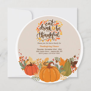 Invitation Mangez Boire et Soyez Gentil Appel de Thanksgiving