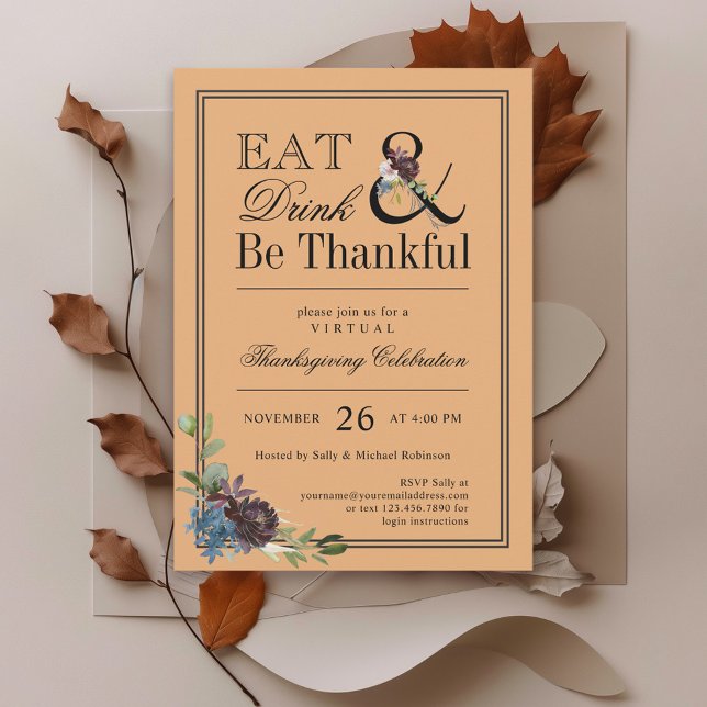 Invitation Mangez Boire et Soyez Gentils Virtual Thanksgiving (Available in both printed and instant download digital formats.)