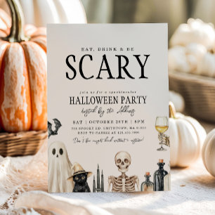 Invitation Mangez Boire & Soyez Effrayant Adulte Halloween Co