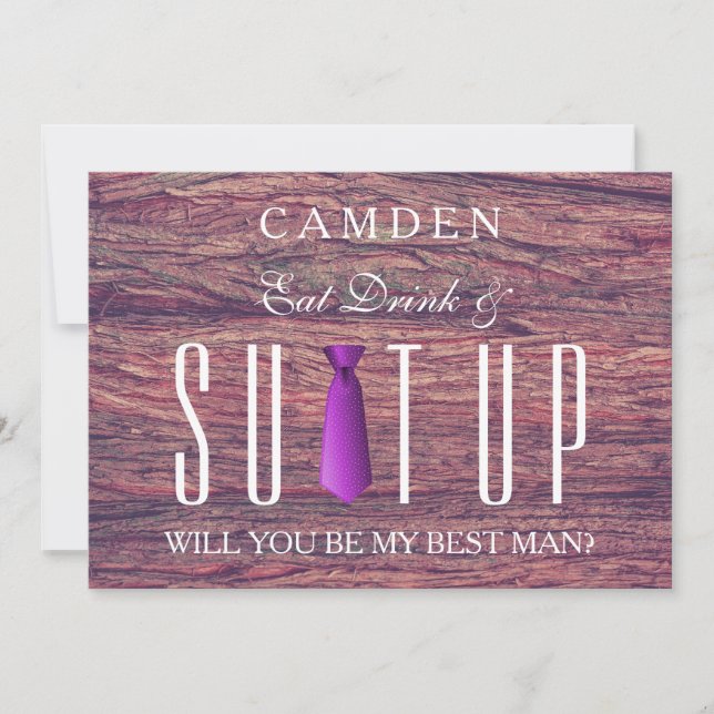 Invitation Mangez Boire & Suitup Bois Serez-vous mon Bestman (Devant)