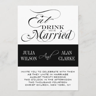 Invitation Mangez, boisson et soyez marié en épousant des