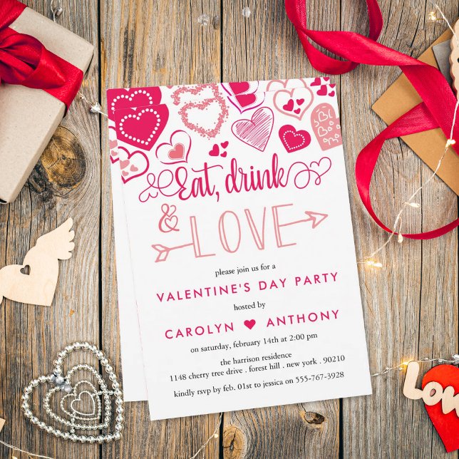 Invitation "Mangez, buvez et aimez" Saint-Valentin (Créateur téléchargé)