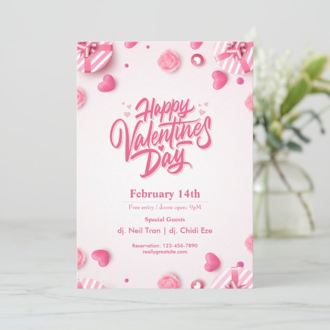 Invitation "Mangez, buvez et aimez" Valentine's Day Party Inv (Debout devant)