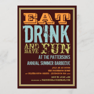 Invitation Mangez, buvez et ayez l'amusement à une partie de
