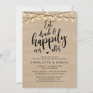 Invitation Mangez, buvez et heureux après, dîner Mariage