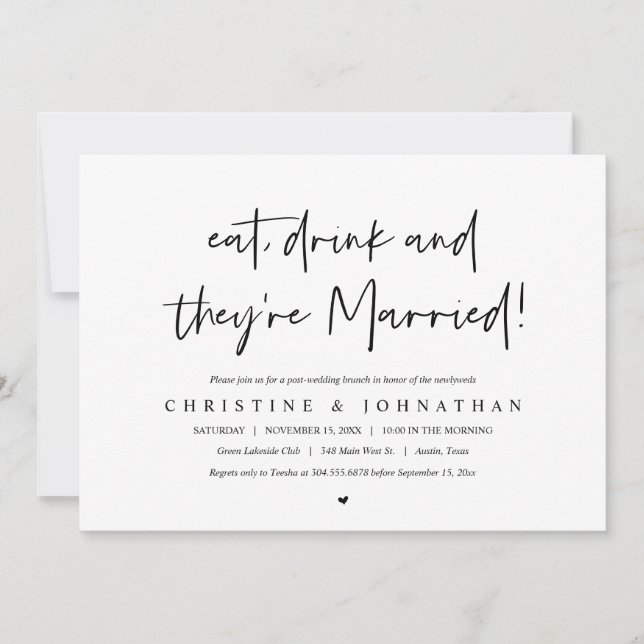 Invitation Mangez, buvez et récupérez, brunch post mariage in (Devant)