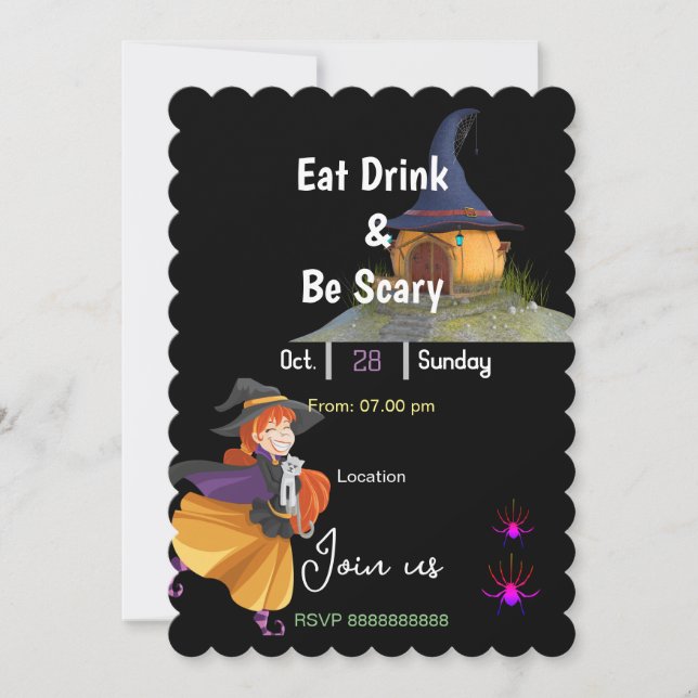Invitation Mangez, buvez et soyez effrayant (Devant)